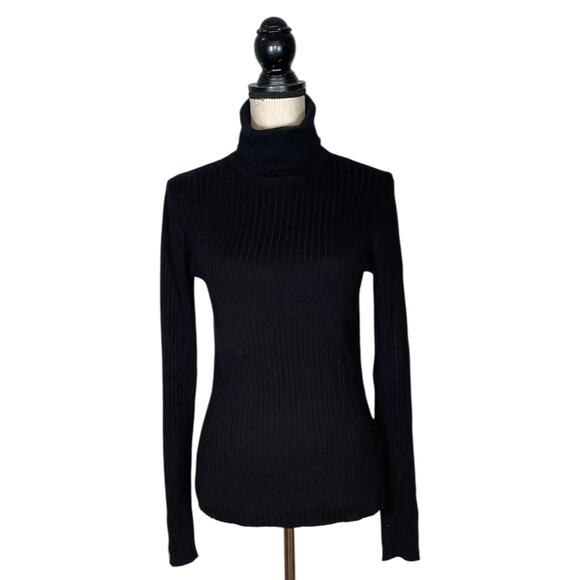 J. McLaughlin Arlette Black Ribbed Turtleneck Top    Size: M - Picture 4 of 7